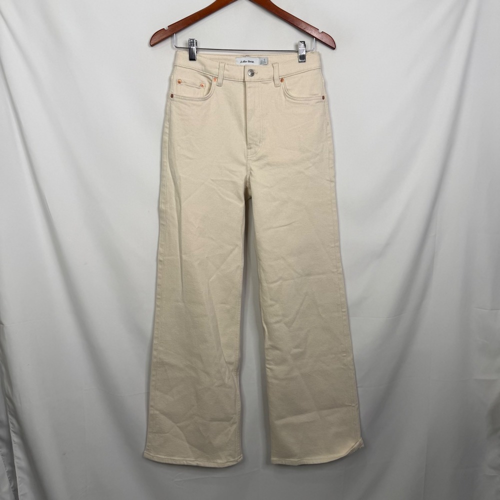 & Other Stories Womens High Waist Wide Leg Denim Jeans Cream Off-White Size 4 - Picture 4 of 10